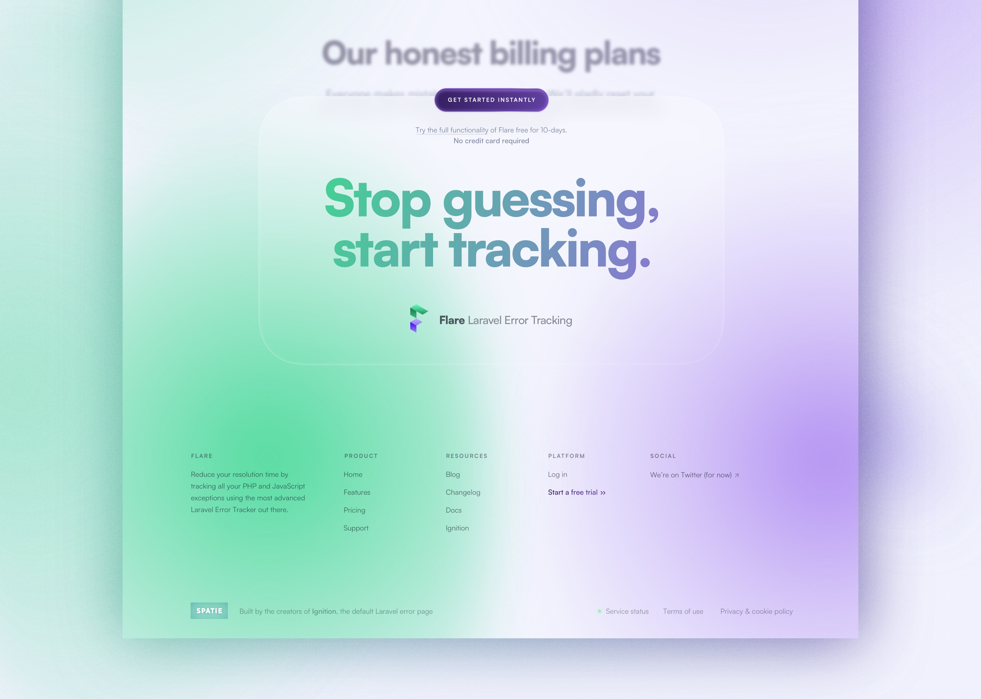 Flareapp.io - Footer