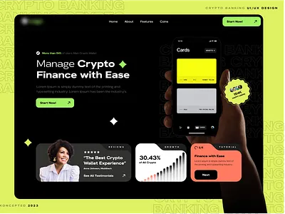 Online Crypto Banking Landing Page banking black crypto dark green landing page ui ux web