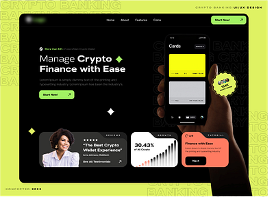 Online Crypto Banking Landing Page banking black crypto dark green landing page ui ux web