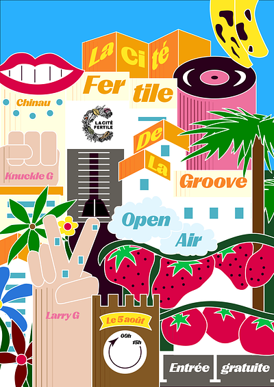 Multi support communication for De La Groove's event design graphic design illustrator poster