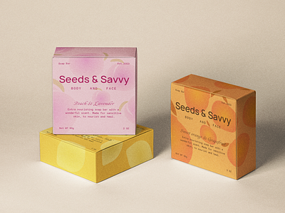 Seeds & Savvy brand brand design branding cosmetics delicate design fruits gradient graphic design layout logo package package design packaging print soap soap brand soap package soft colors wash