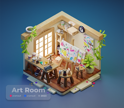 Art Room 3d 3dand2d 3dblender art artstation b3d blender dailyrender design illustration ui