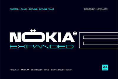 Nokia Expanded Font Family display expand fitness gym outline strong font technology