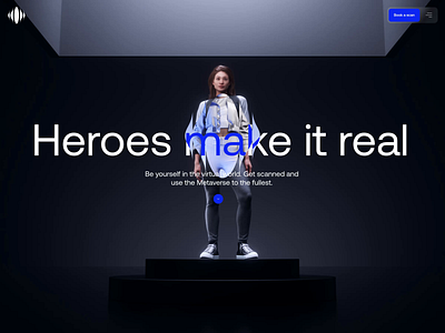 METAHERO - Hero reveal 3d animation branding dark design heroes human madebyproperly metahero motion properly rendering scan shaders threejs typography ui web3 website