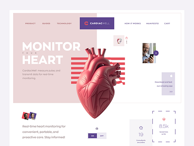 Heart Monitor Website design minimalism ui ux webdesign website