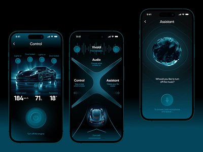 Self-driving car - Mobile App Concept ai app autopilot comfort concept control creativity dark theme design electric car inspiration ios luxury minimal mobile app novelty safety tesla ui ux