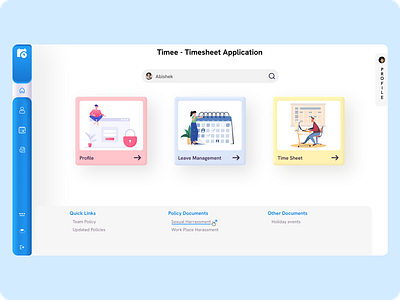 Timee - Home Screen app design blue theme creative solutions design design inspiration illustration mobile mobile design mobile ui responsive design time time management ui