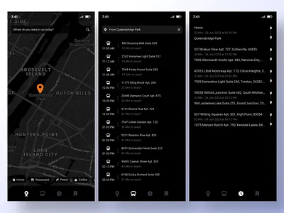 Daily UI - 29 Map App black dark dark theme destination distance map map application mapview navigation navigator route ui