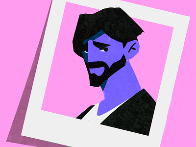 Mikho beard bearded man character cover georgian graphic design illustration male man photo pink polaroid portrait poster product illustration smile
