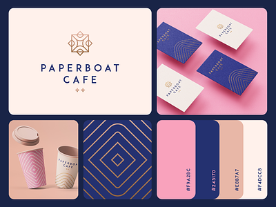 Paperboat Cafe Branding abstract boat branding cafe coffee drink elegant food geometry gradient icon logo luxury mark minimal packaging pattern premium roaster stylish