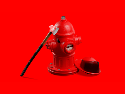 Firefighter friends 3d 3dart 3dmodeling axe blender fire firehydrant helmet hydrant lowpoly render subdivision