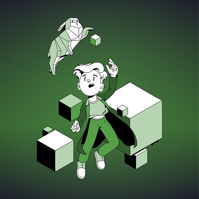 Illustration for GPTRiddle Game cubism design game gpt gpt chat gptriddle illustration persona rabbit sketch victory card