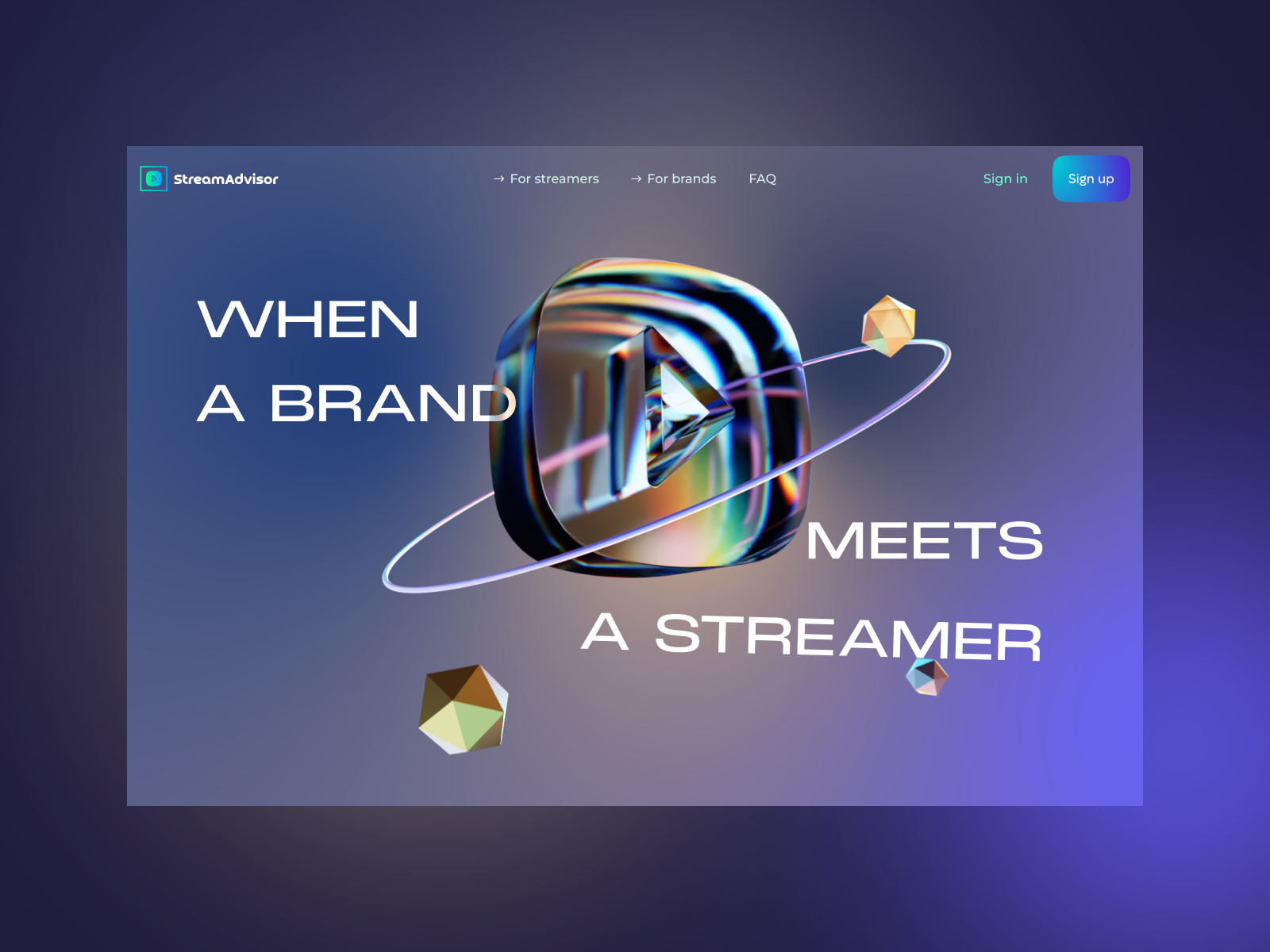 StreamAdviser website concept 3d animation gradient streaming ui ux webdesign