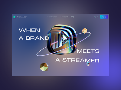 StreamAdviser website concept 3d animation gradient streaming ui ux webdesign
