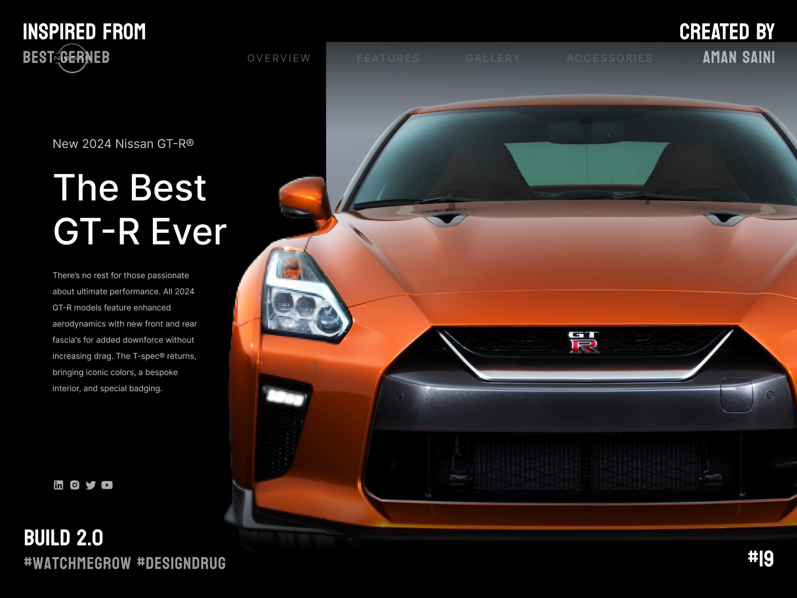 Nissan GT-R Website Intro | Day 19 | Build 2.0 90 day ui challange animation branding design illustration ui ux vector