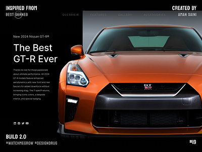 Nissan GT-R Website Intro | Day 19 | Build 2.0 90 day ui challange animation branding design illustration ui ux vector