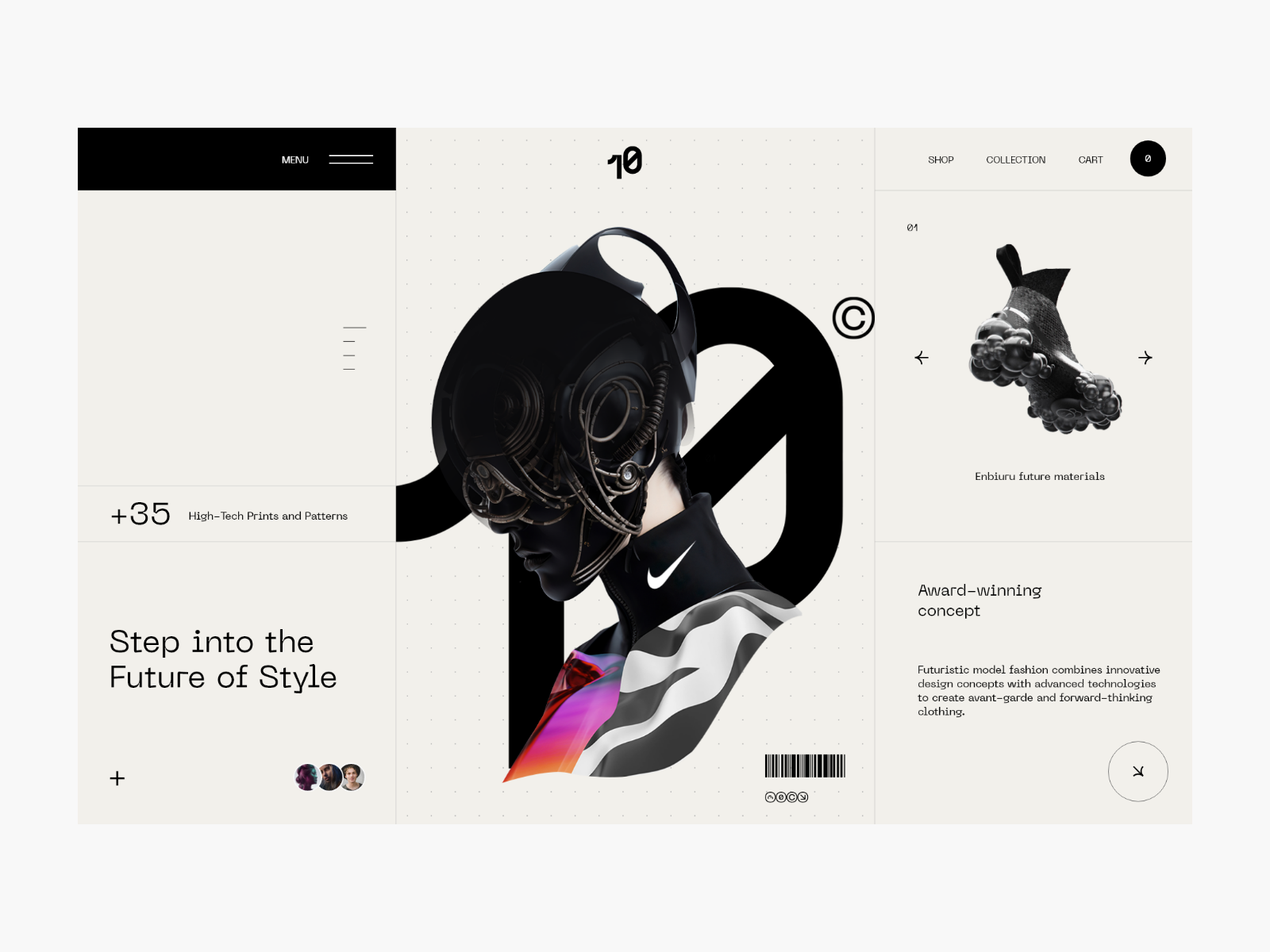 Futuristic fashion website clothes design fashion graphic home page interface landing page minimal page product shoes ui uiux user interface ux web web design website