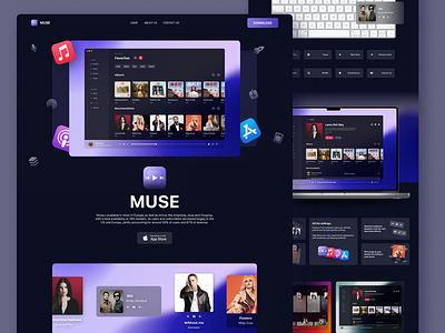 Music player landing page design apple apple style desktop app graphic design landing page mac app mac os music music app obvious obvious design obvious studio software ui ux web design website