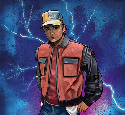 Back to the Future 2 - Marty Mcfly design digital art illustration painting portrait