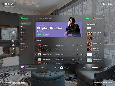 Spatial Spotify Interface (BuiLD 2.0 Day 15) 3d app branding design graphic design illustration logo typography ui ux vector