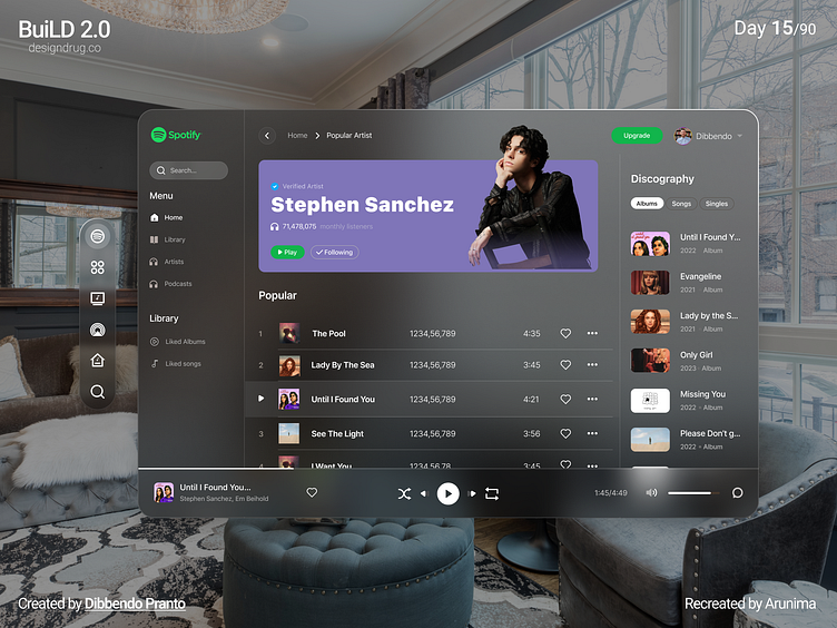 Spatial Spotify Interface (build 2.0 Day 15) By Arunima Shukla On Dribbble