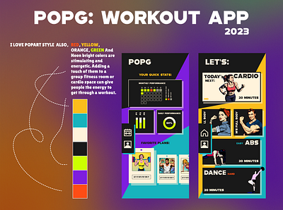 POPG: SUPER SIMPLE WORKOUT APP app comics design graphic design gym illustration popart ui ux web workout