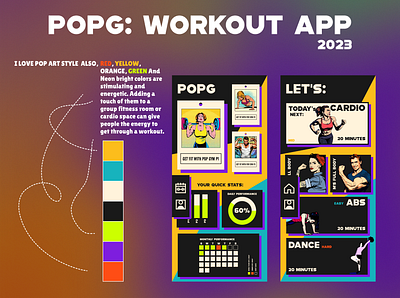 POPG: WORKOUT APP app comics design graphic design gym illustration popart ui ux web workout