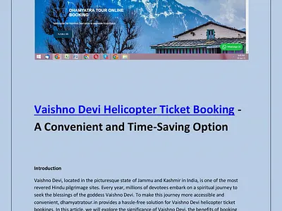 Vaishno Devi Ticket Booking: A Comprehensive Guide to Plan Your best dhamyatra tour by helipad online helicopter ticket booking vaishno devi chopper service