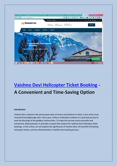 Vaishno Devi Ticket Booking: A Comprehensive Guide to Plan Your best dhamyatra tour by helipad online helicopter ticket booking vaishno devi chopper service