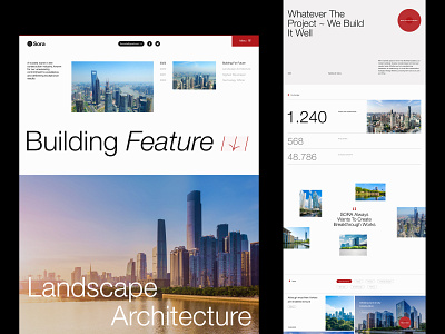 Construction Corporation - Sora architecture building building feature clean homepage landingpage layout minimal modern design ui uiux web website design website ui