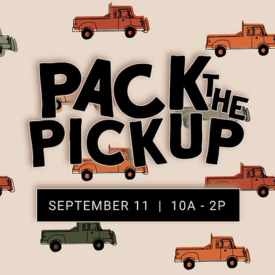 Pack the Pickup design drop shadow graphic design illustration logo truck typography