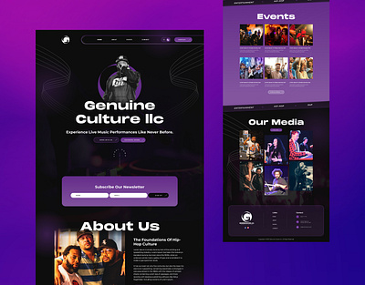 Genuine Culture llc (Homepage Design) dark design graphic design music rock ui ux web design website