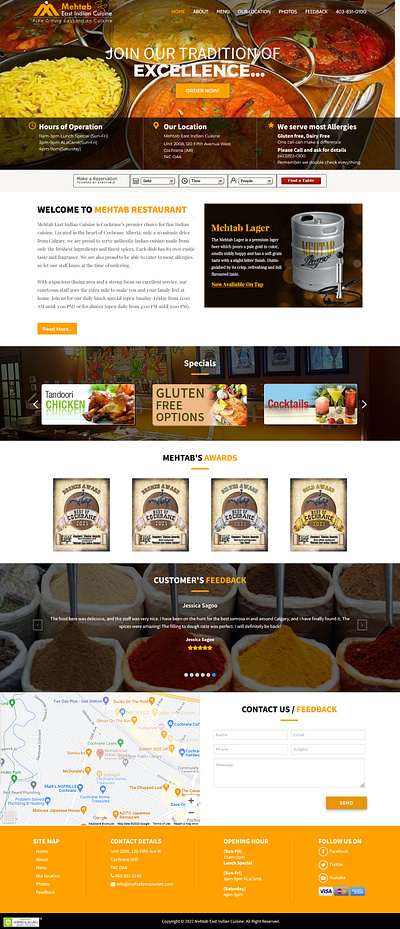 Created a WordPress website to showcase Indian cuisine dining. blog bootstrap branding contact form 7 design food industry javascript landing page mysql php slider revolution ui website development woocommerce wordpress wordpress plugins wordpress theme yoast seo