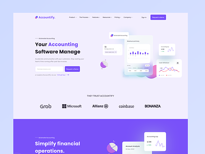 Accounting Software Landing Page Design 3d account accounting animation app branding graphic design landing landing page logo minimal motion graphics saas landing ui ui design uidesigns