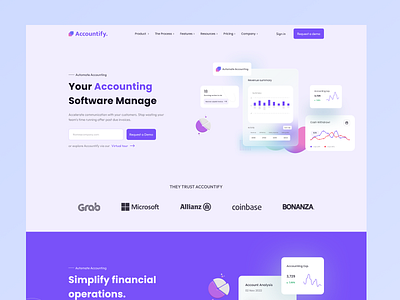 Accounting Software Landing Page Design 3d account accounting animation app branding graphic design landing landing page logo minimal motion graphics saas landing ui ui design uidesigns