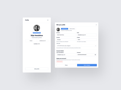 User profile modal app design b2b edit profile okr app profile profile settings saas software ui uiux user settings webapp