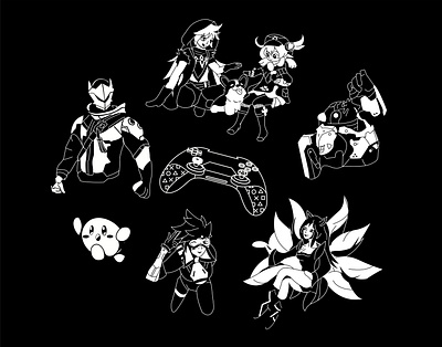 Gaming Characters (Vector File) adobe illustrator anime vector gaming character vector gamming characters graphic design illustration image into vector manual vector tracing print ready file vector tracing