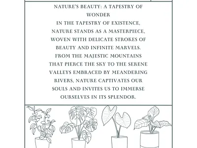 The Beauty of Nature botanical design design green illustration minimalist nature print text wall art white