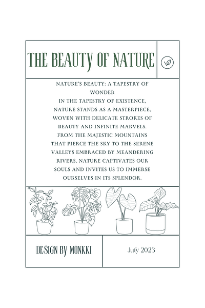 The Beauty of Nature botanical design design green illustration minimalist nature print text wall art white