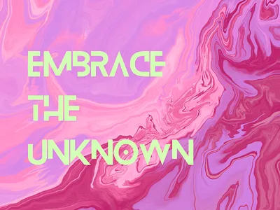 Embrace the Unknown blue contemporary futuristic design green minimalism minimalist new age pink print wall art yellow