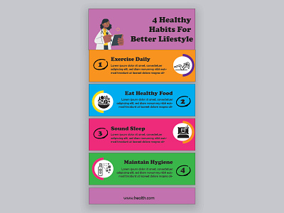 Infographic 4 healthy habits adobe illustrator animation banners branding design figma graphic design icon illustration infogra[hic design infographic logo typography ui vector