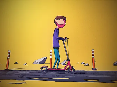 E-scooter market evolution 3d after effects animation bike path cel shading character cinema 4d electric scooter low poly riding stat