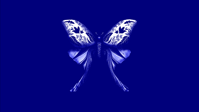 Blue Botanical Butterfly blue botanical bug butterfly floral pattern stipple