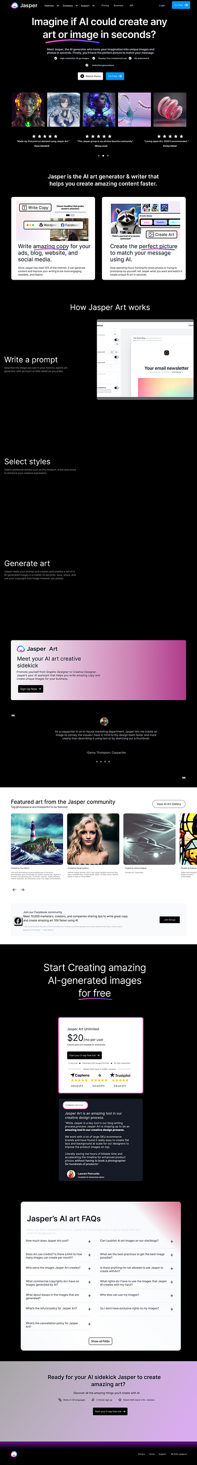 Jasper Art AI Redesign design interface ui ux