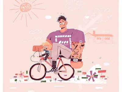 Big man bicycle bicycle bike boston character character design children illustration illustrator kid lit kidlit outside simple sketch summer vector
