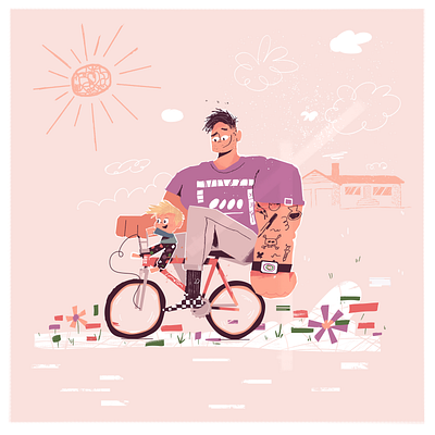 Big man bicycle bicycle bike boston character character design children illustration illustrator kid lit kidlit outside simple sketch summer vector