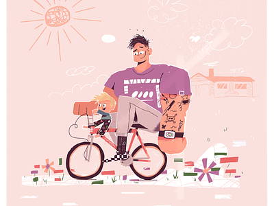 Big man bicycle bicycle bike boston character character design children illustration illustrator kid lit kidlit outside simple sketch summer vector