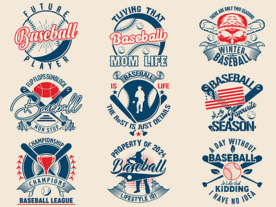 Baseball T-shirt designs bundle clothing