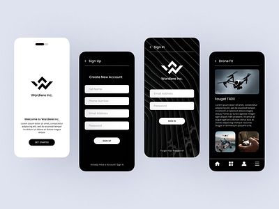 Drone Store App Design login ui ux