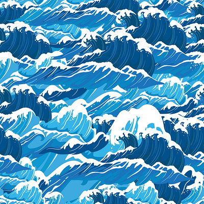 Seamless Blue Wave Japanese Style background blue wave graphic design illustration japanese nature pattern sea seamless wallpaper wave